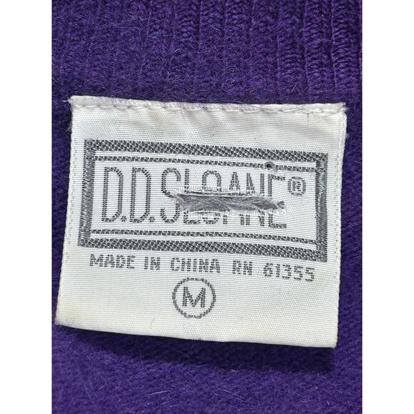 VTG D.D. Sloane 80's Lambswool Angora Blend Purple Sweater Dress M Retro Witchy - Picture 5 of 9